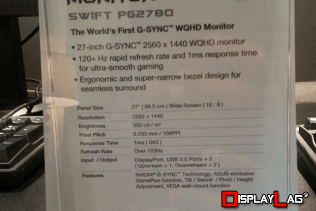 The spec sheet for the ASUS ROG PG278Q. It arrives in Q2 at $799. 