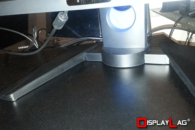 The base is sturdy enough to support the monitor's weight and tilting functionality.