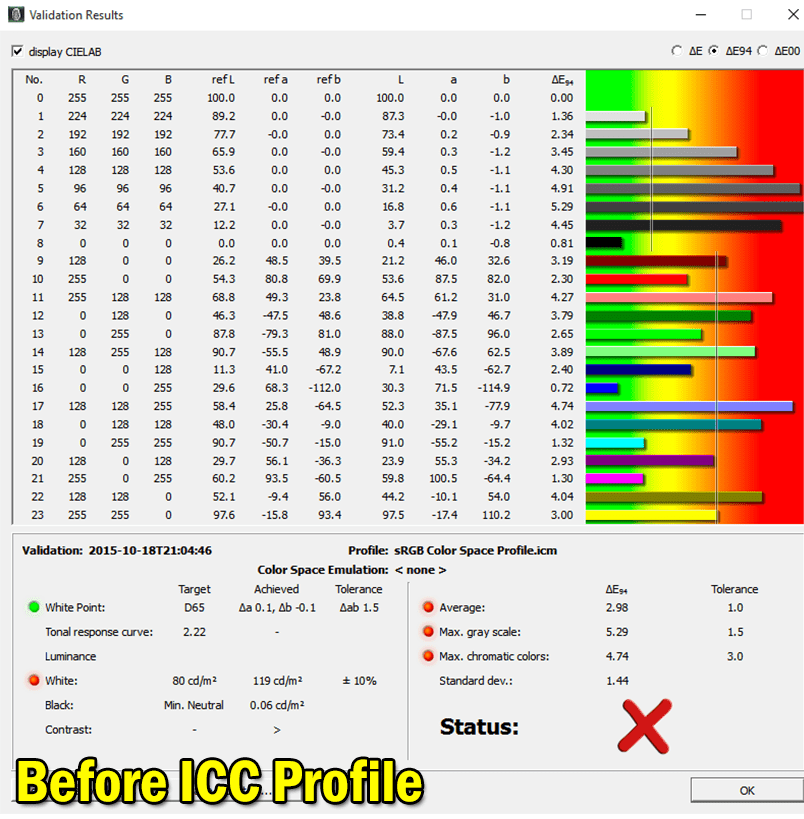 BenQ XR3501 no ICC Profile